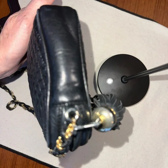 Bally Quilted Lambskin Crossbody | Leather Interior |Gold Chain Camera Bag - Picture 9 of 11